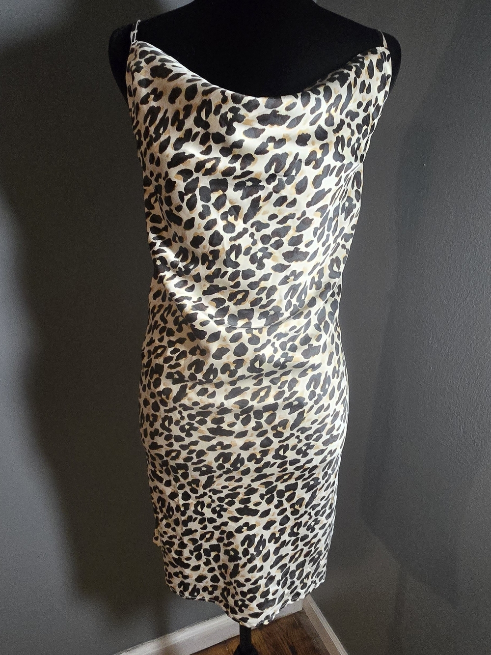 Forever 21 Leopard Print Cowl-Neck Midi Dress - Cream/Black/Brown